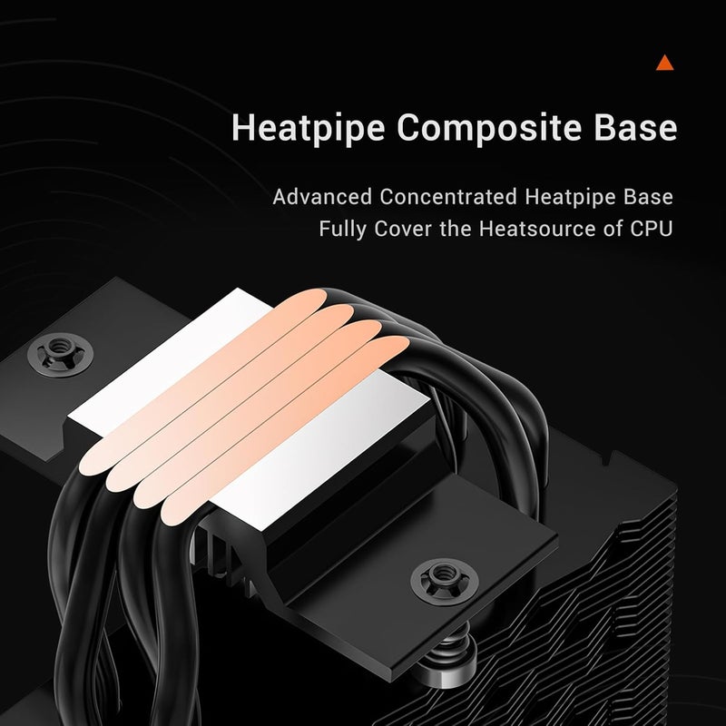 PCCOOLER CPU Air Cooler with Digital Display, Non-RGB Version, 4 Heat Pipes, High-Performance Quiet Tower Cooler, LGA 115X/1200/1700/1851, AM4/AM5 (CPS RT400 Digital BK) - Image 4